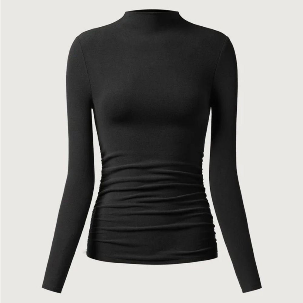 OGL ProWarm Thermal Ruched Sides Mockneck Top XL Black